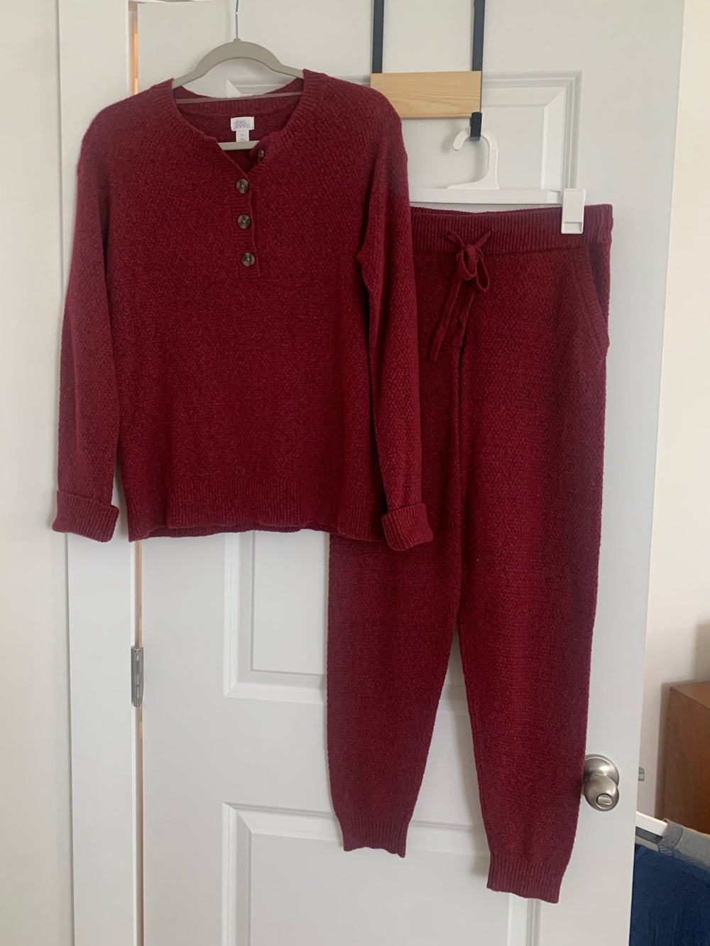 Stars Above Target Red 2 Piece Waffle Henley Long Sleeve Pajama Lounge Set